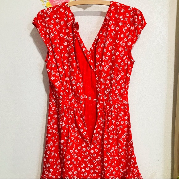 J.Crew Mercantile Red Floral Wrap Dress Sz 4 - Picture 6 of 11